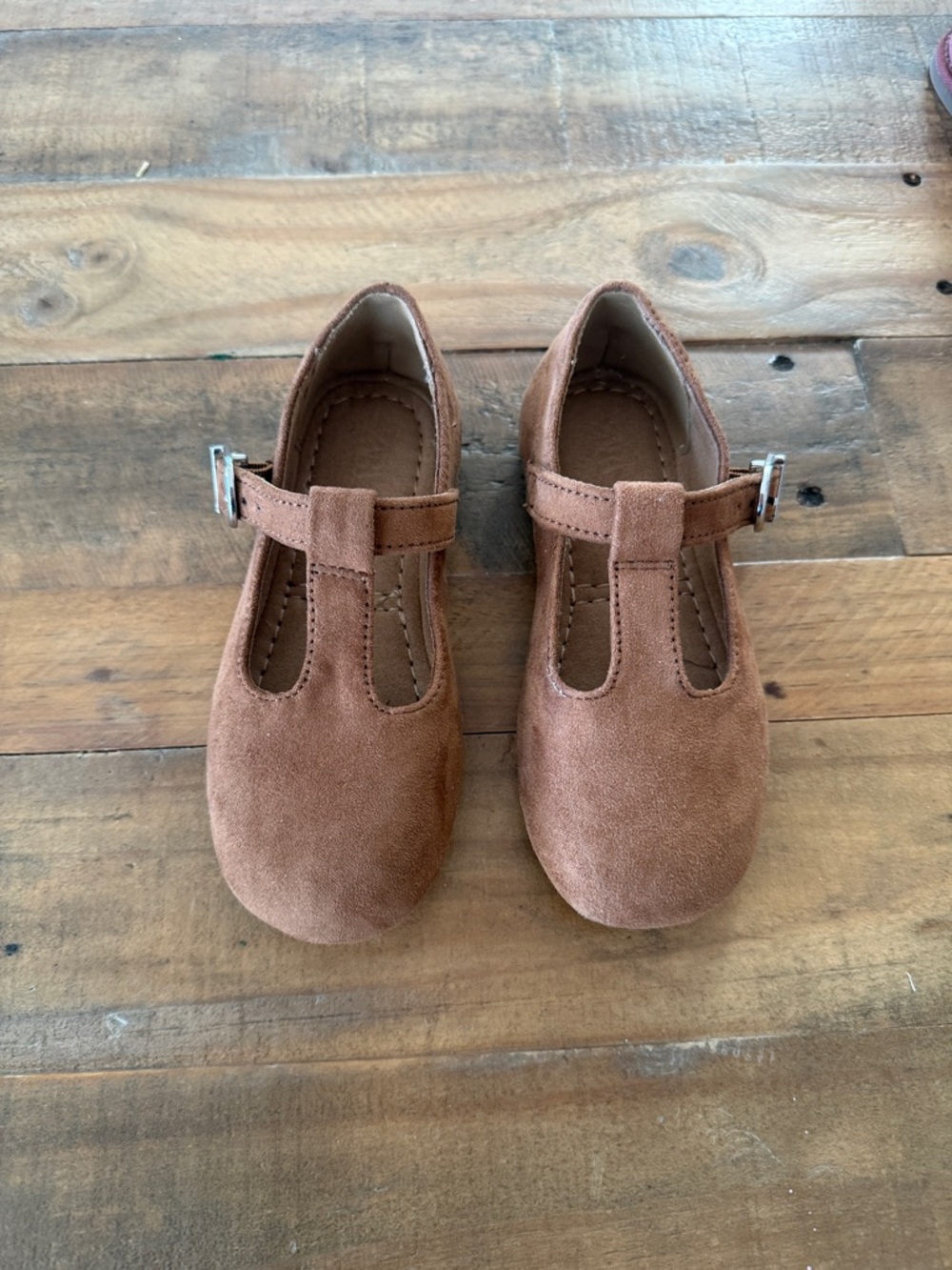 Zara Kids Brown Suede T-Strap Mary Jane Shoes